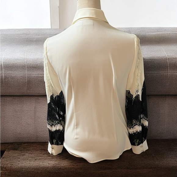 Chico's Cream and Black Bishop Sleeve Blouse - Picture 4 of 6